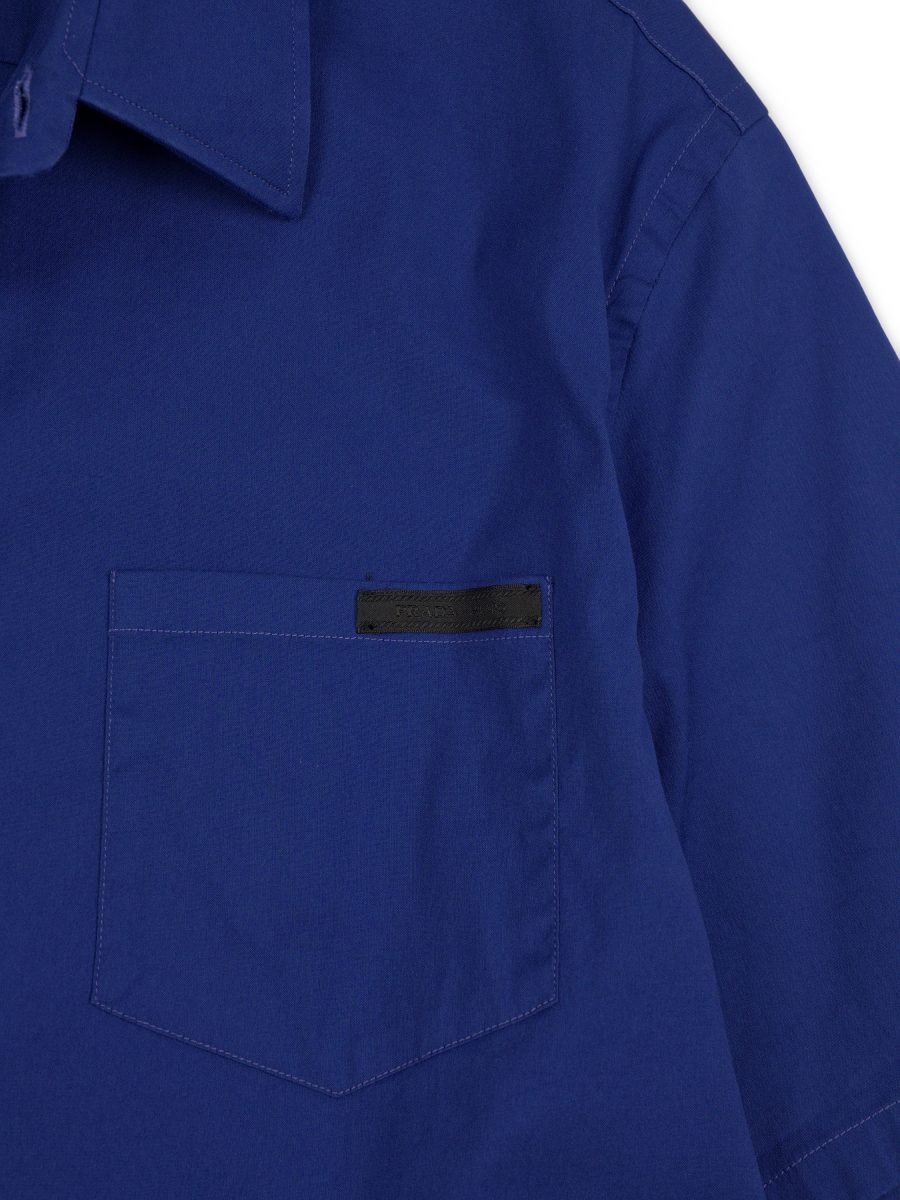 Vintage Prada Milano Blue Stretch Cotton Mens Shirt Size L — photo 4