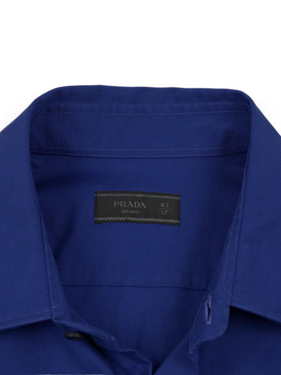Vintage Prada Milano Blue Stretch Cotton Mens Shirt Size L — photo 6
