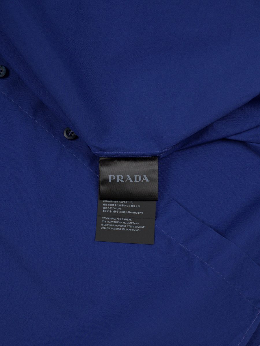 Vintage Prada Milano Blue Stretch Cotton Mens Shirt Size L — photo 7