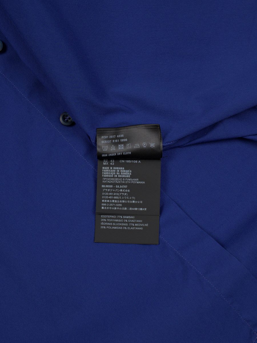 Vintage Prada Milano Blue Stretch Cotton Mens Shirt Size L — photo 8