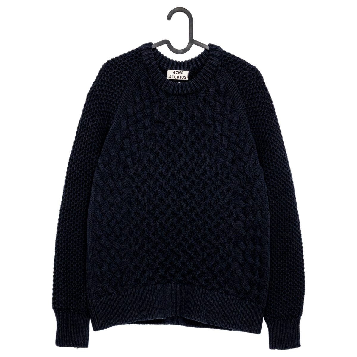 Acne Studios Navy Cable Knit Fisherman Mens Sweater Jumper