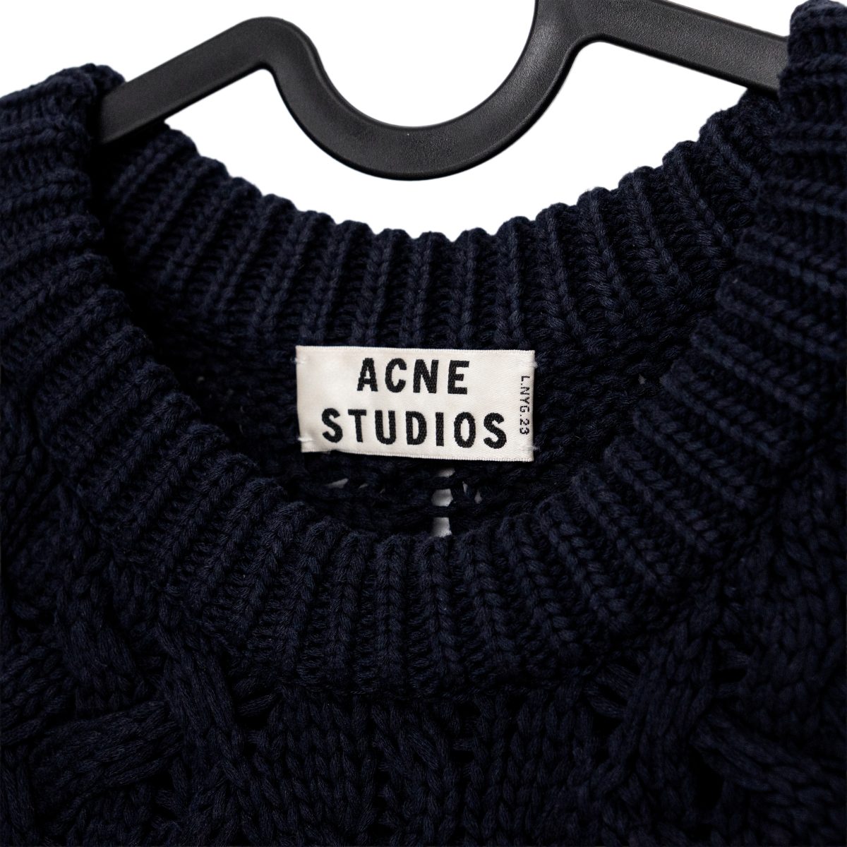 Acne Studios Navy Cable Knit Fisherman Mens Sweater Jumper — photo 5