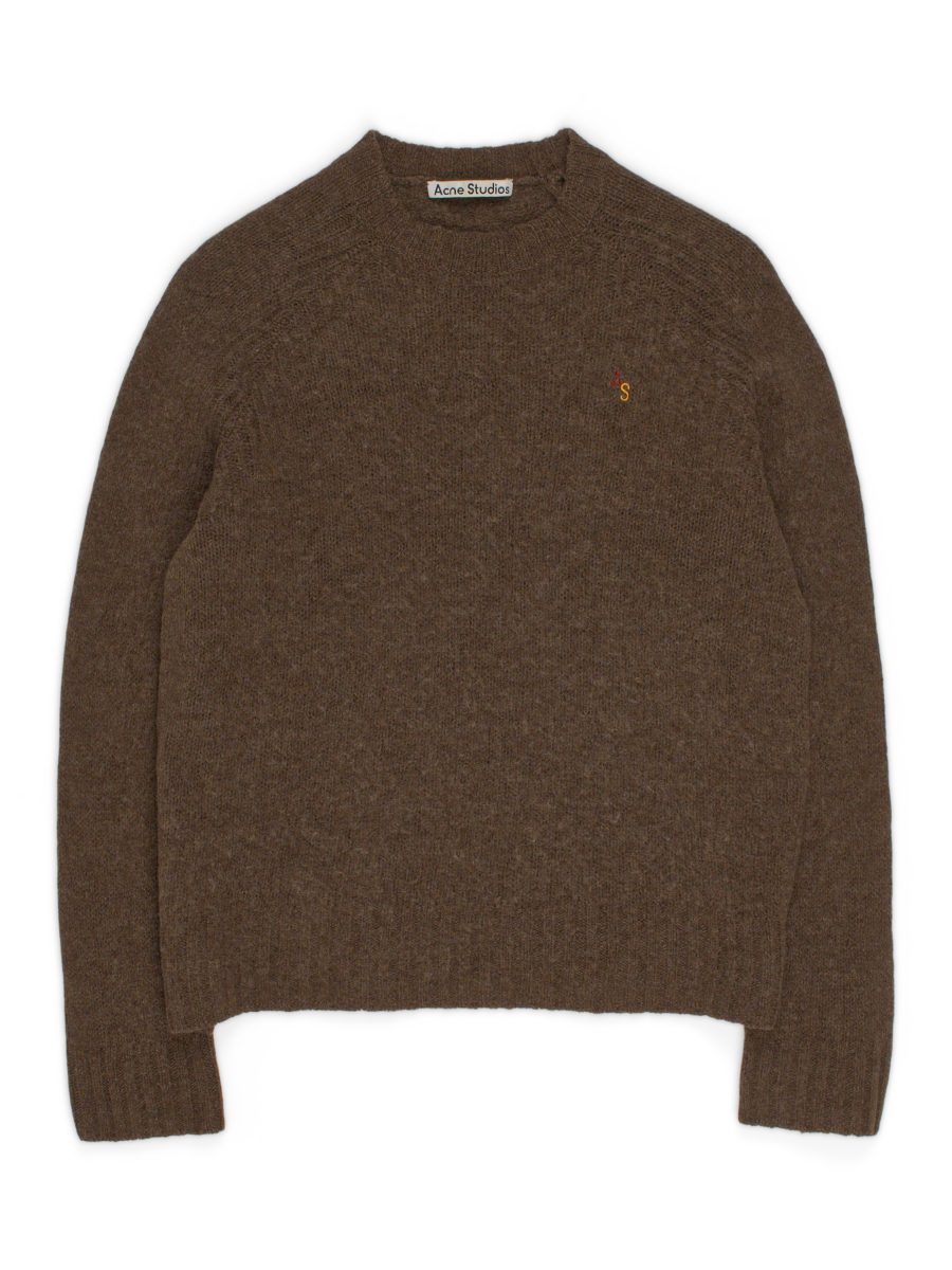 Acne Studios Kowhai Brown Wool Logo Mens Sweater Knit Size S