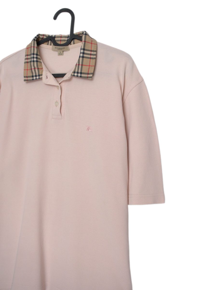 Burberry London Pink Check Collar Logo Mens Polo Shirt Top — photo 3