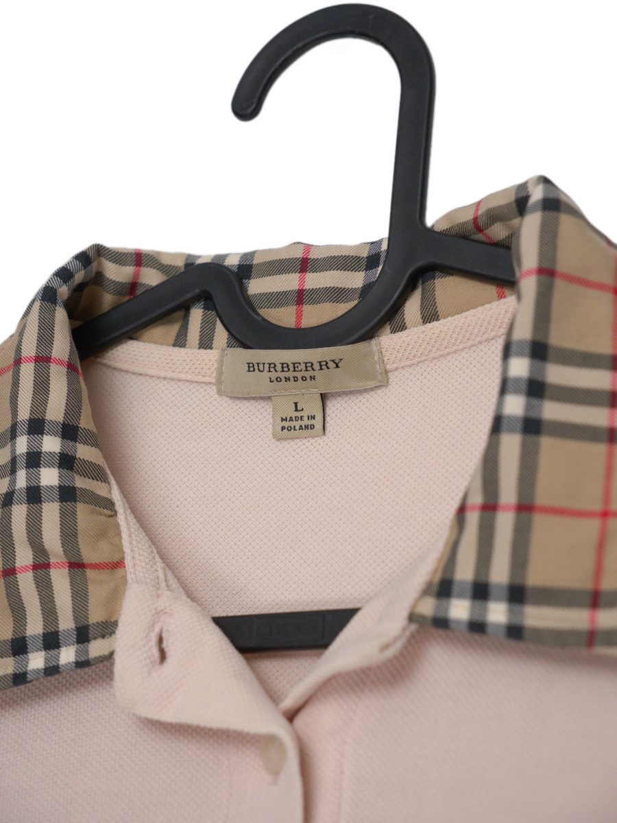 Burberry London Pink Check Collar Logo Mens Polo Shirt Top — photo 4