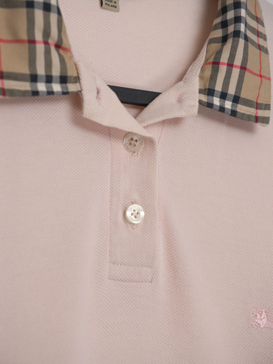 Burberry London Pink Check Collar Logo Mens Polo Shirt Top — photo 6