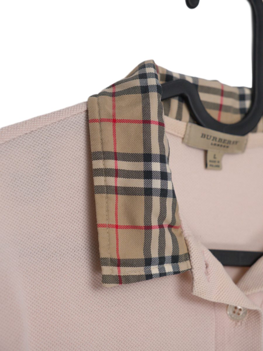 Burberry London Pink Check Collar Logo Mens Polo Shirt Top — photo 7