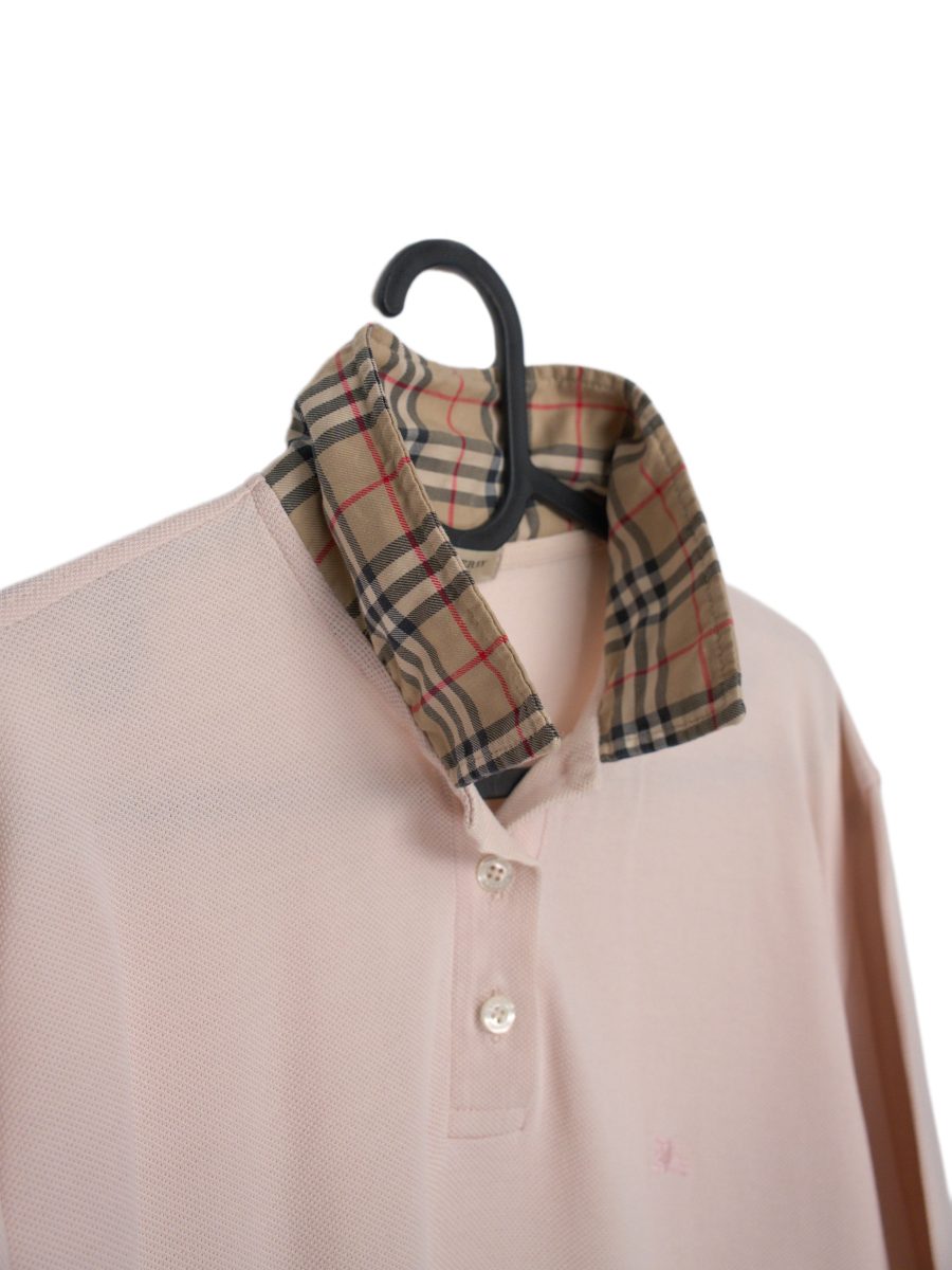 Burberry London Pink Check Collar Logo Mens Polo Shirt Top — photo 10