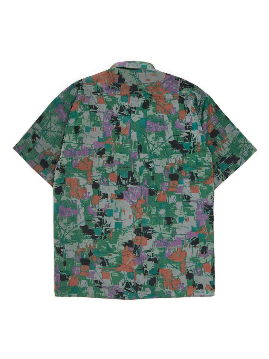 Vintage Dior Green Abstract Print Silk Mens Shirt Size XXL — photo 2