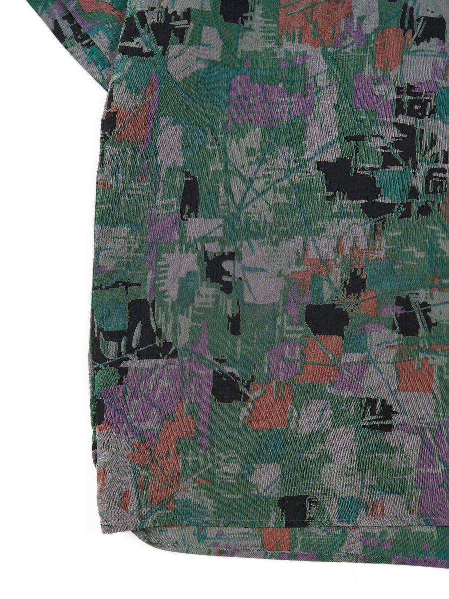 Vintage Dior Green Abstract Print Silk Mens Shirt Size XXL — photo 5