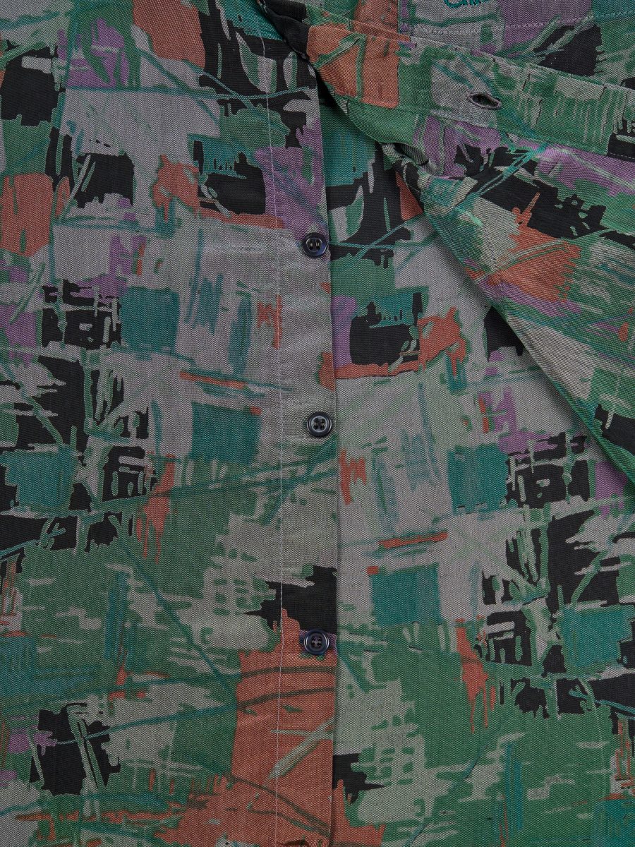 Vintage Dior Green Abstract Print Silk Mens Shirt Size XXL — photo 7