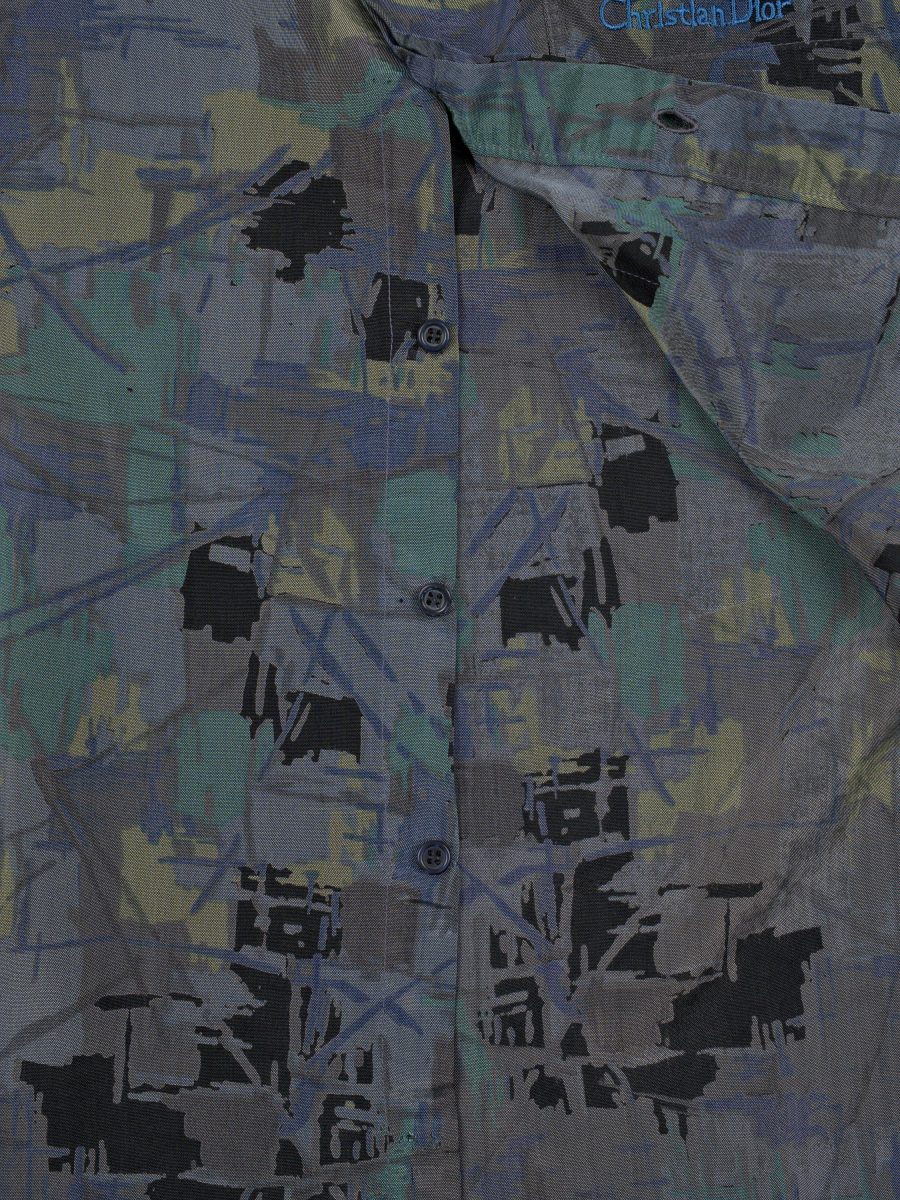 Vintage Dior Chemises Grey Olive Silk Mens Shirt Size XXL — photo 8