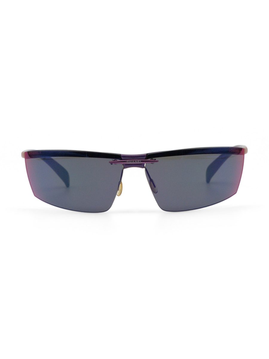 Vintage Chanel 6001 Purple Mirror Rimless Shield Sunglasses — photo 2