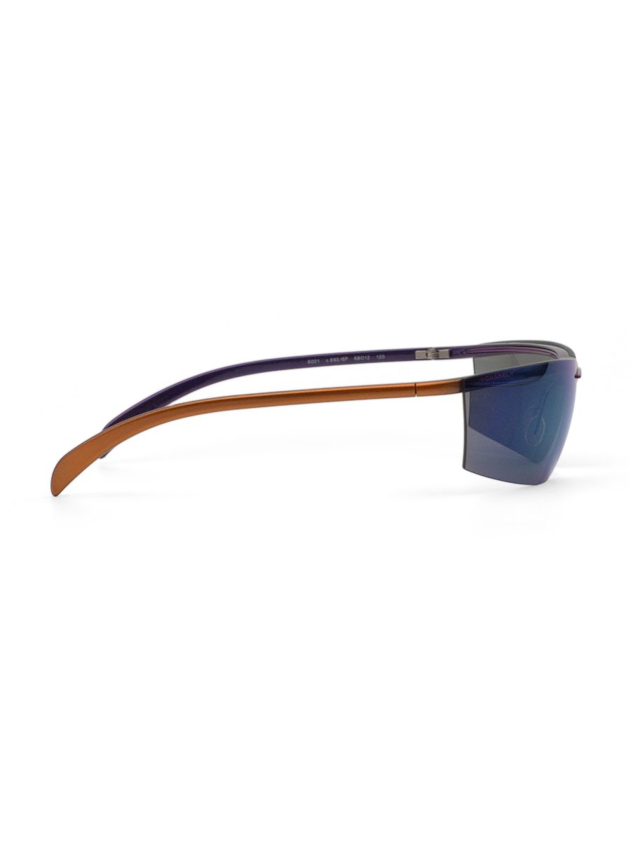Vintage Chanel 6001 Purple Mirror Rimless Shield Sunglasses — photo 3