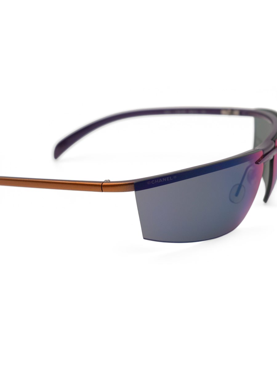 Vintage Chanel 6001 Purple Mirror Rimless Shield Sunglasses — photo 4