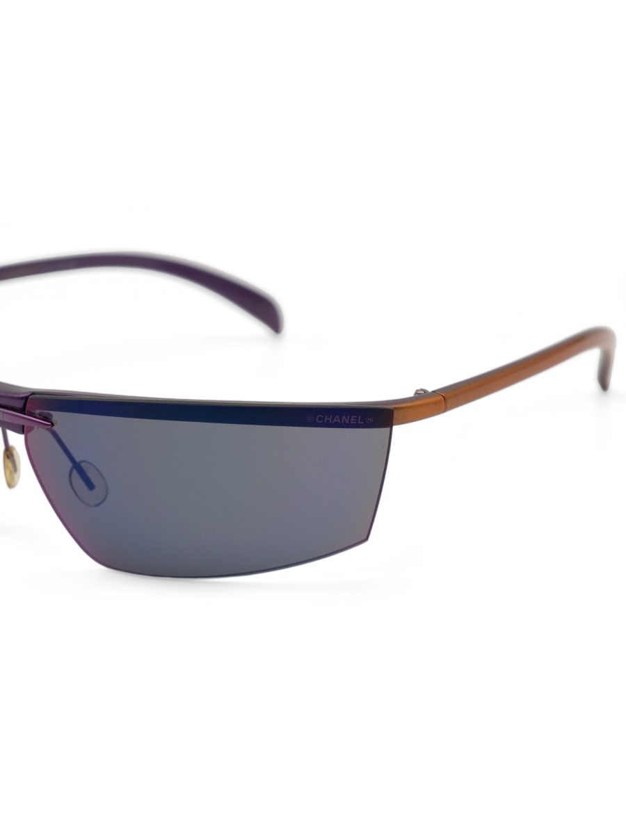 Vintage Chanel 6001 Purple Mirror Rimless Shield Sunglasses — photo 5