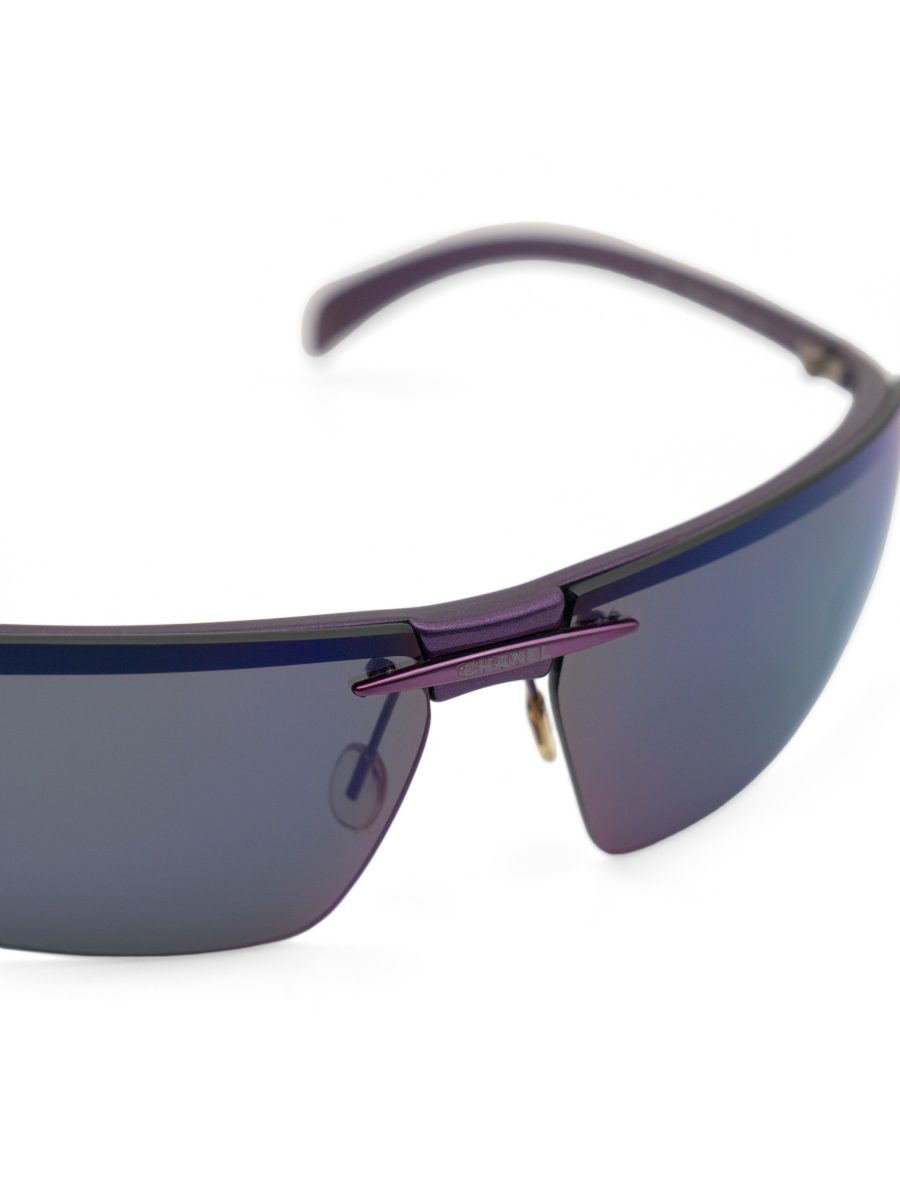 Vintage Chanel 6001 Purple Mirror Rimless Shield Sunglasses — photo 8