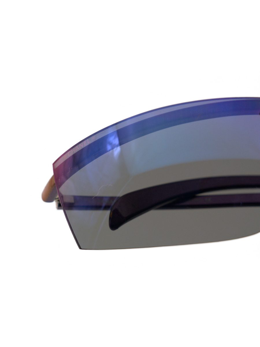 Vintage Chanel 6001 Purple Mirror Rimless Shield Sunglasses — photo 9