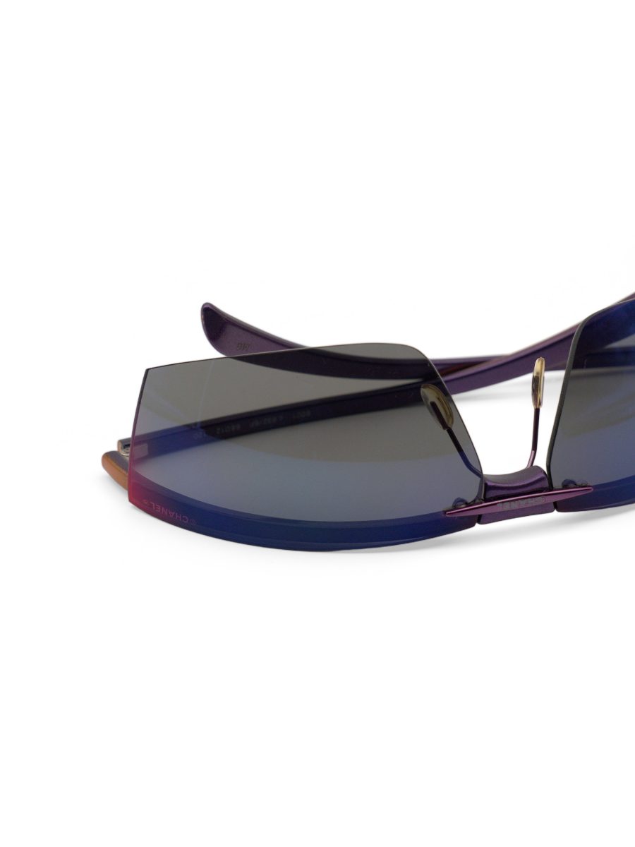 Vintage Chanel 6001 Purple Mirror Rimless Shield Sunglasses — photo 10