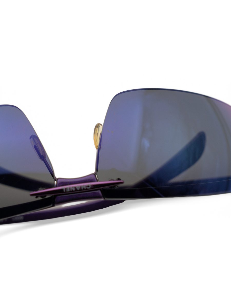Vintage Chanel 6001 Purple Mirror Rimless Shield Sunglasses — photo 11