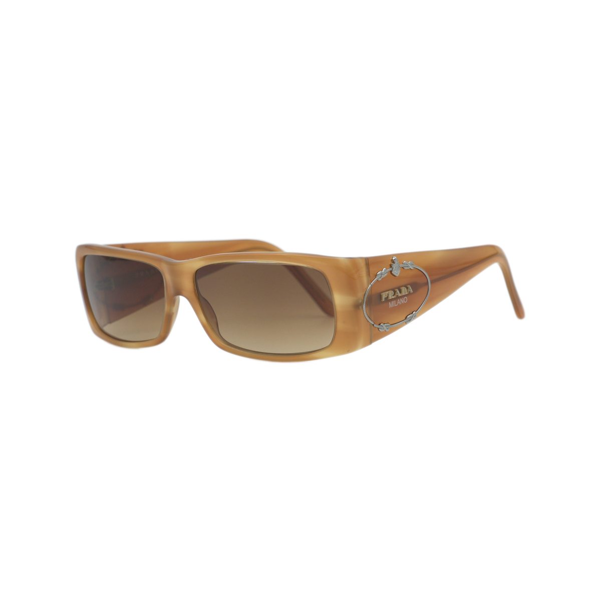Vintage Prada SPR 10H Brown Wraparound Logo Y2K Sunglasses