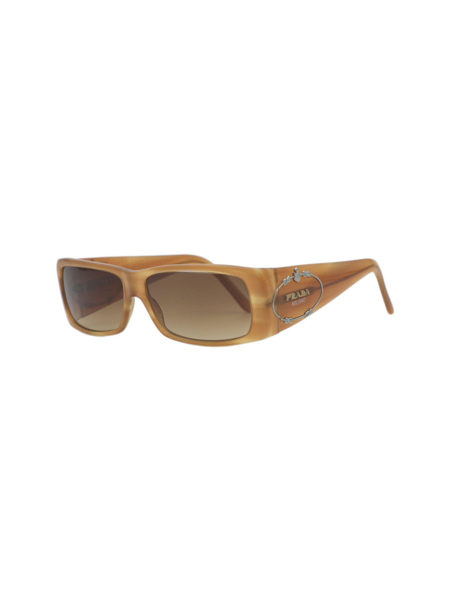 Vintage Prada SPR 10H Brown Wraparound Logo Y2K Sunglasses