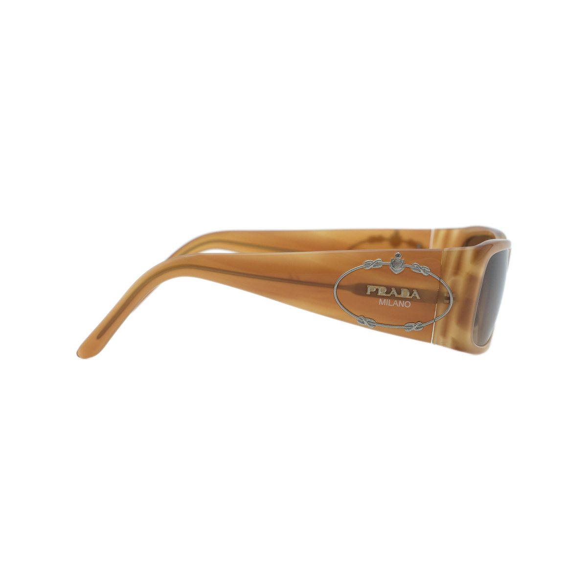 Vintage Prada SPR 10H Brown Wraparound Logo Y2K Sunglasses — photo 3
