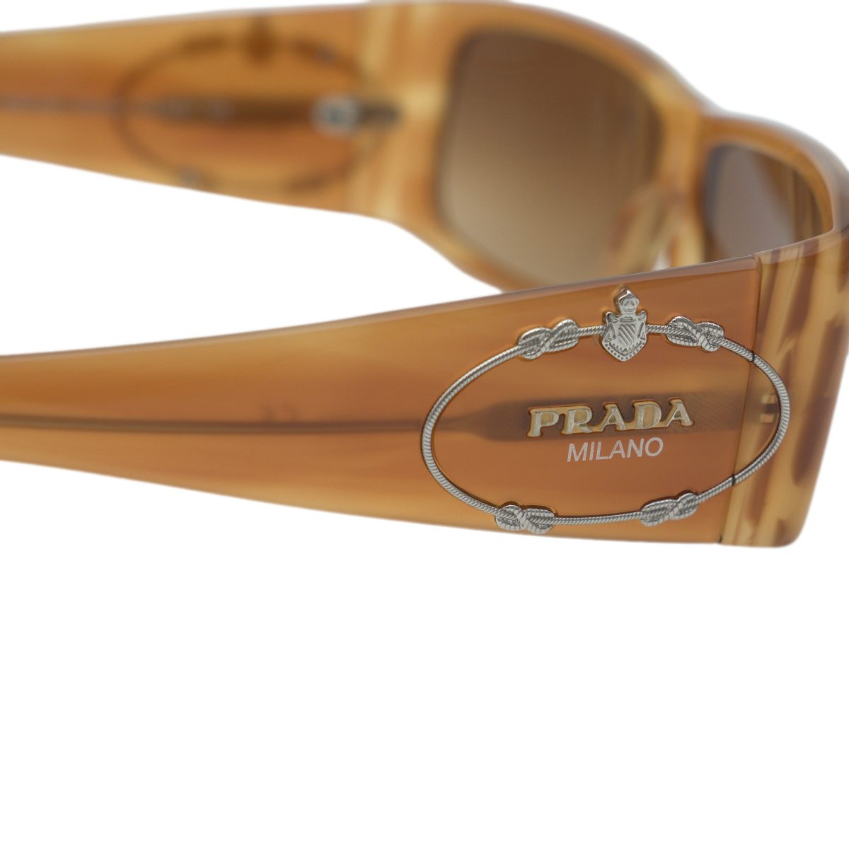 Vintage Prada SPR 10H Brown Wraparound Logo Y2K Sunglasses — photo 4