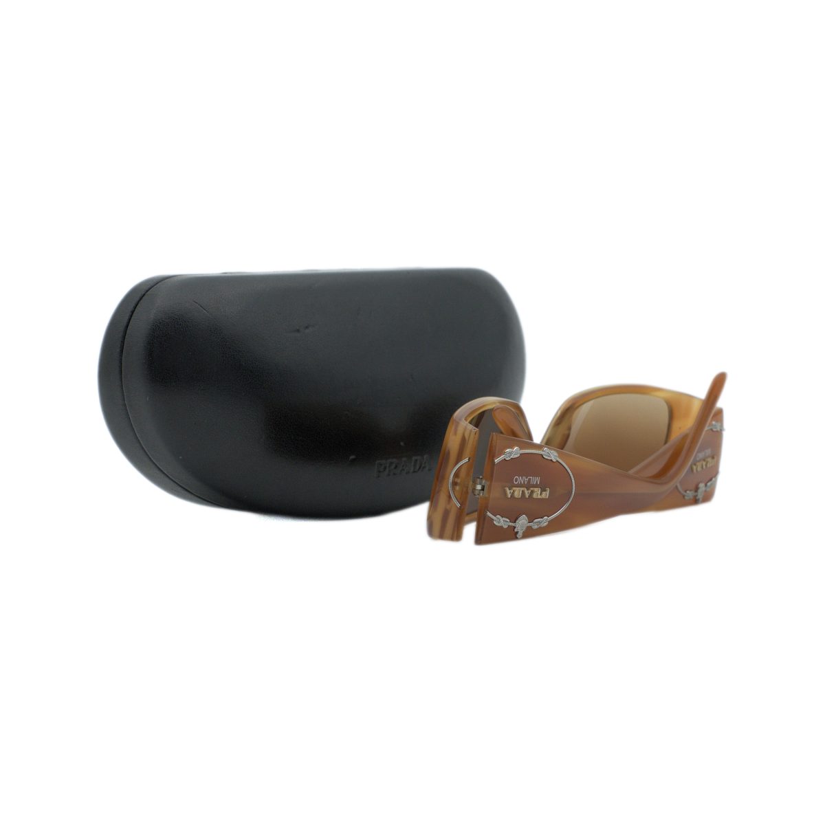 Vintage Prada SPR 10H Brown Wraparound Logo Y2K Sunglasses — photo 8