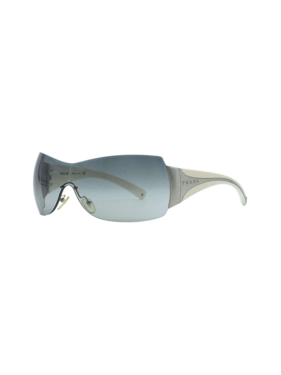Vintage Prada SPR 04I Grey Shield Wrap Logo Y2K Sunglasses