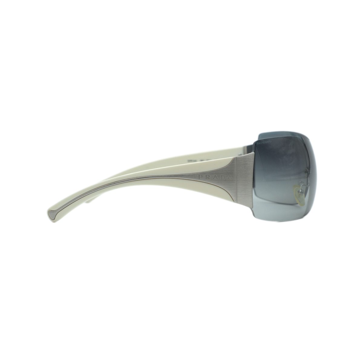 Vintage Prada SPR 04I Grey Shield Wrap Logo Y2K Sunglasses — photo 3