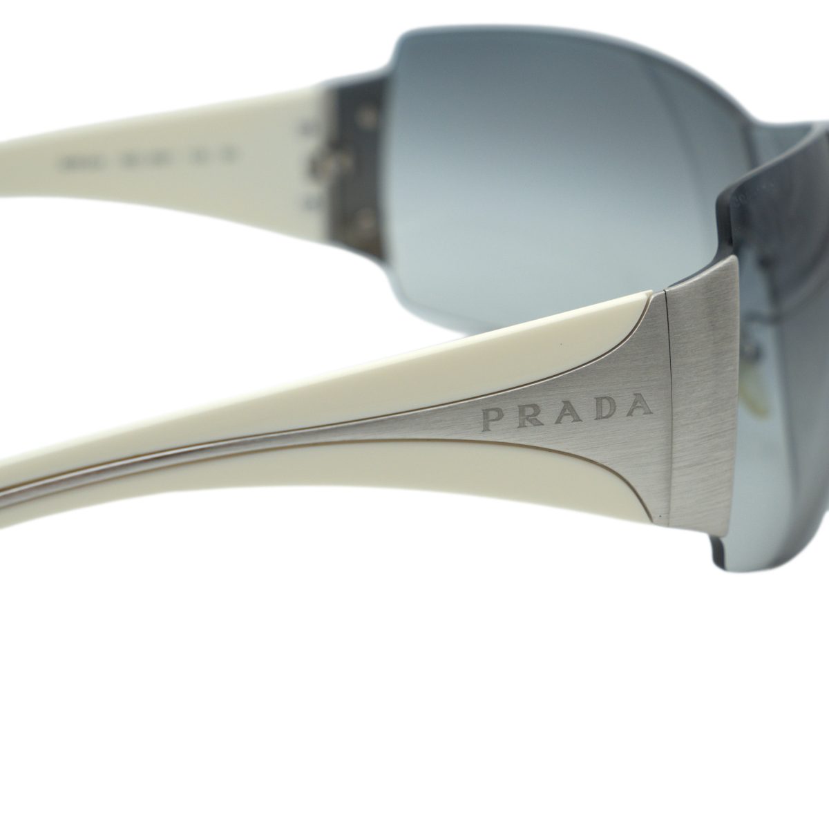Vintage Prada SPR 04I Grey Shield Wrap Logo Y2K Sunglasses — photo 4