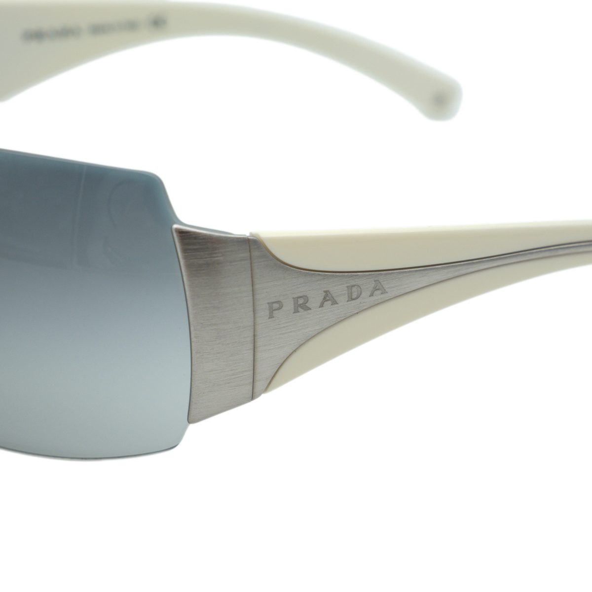 Vintage Prada SPR 04I Grey Shield Wrap Logo Y2K Sunglasses — photo 5