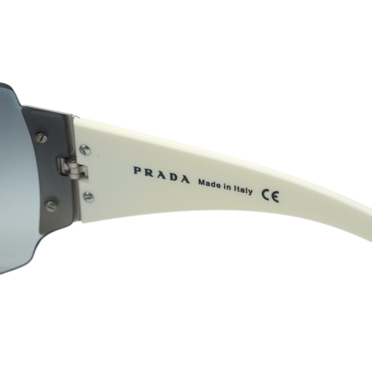 Vintage Prada SPR 04I Grey Shield Wrap Logo Y2K Sunglasses — photo 6