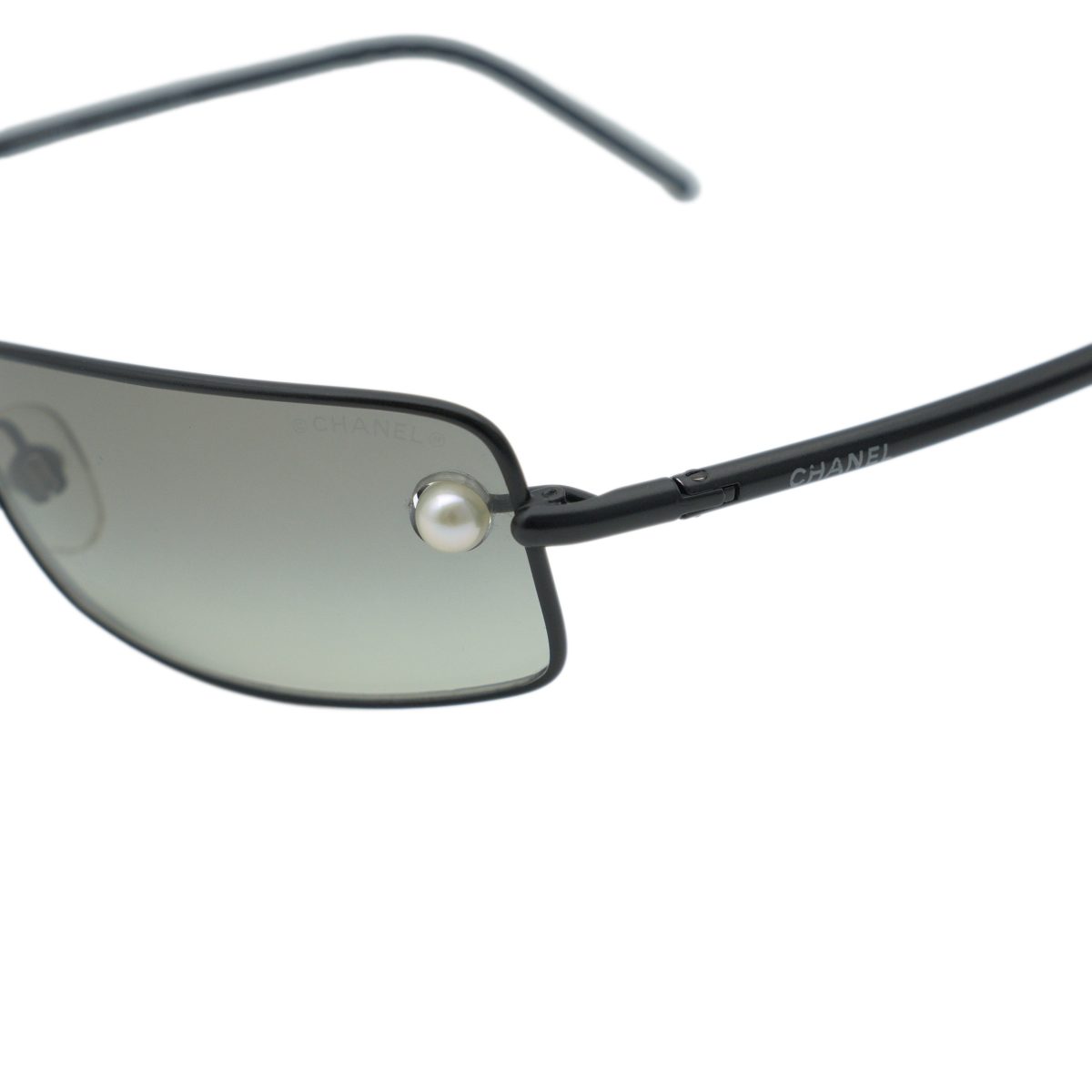 Vintage Chanel 4075 Black Pearl Rectangular Y2K Sunglasses — photo 5