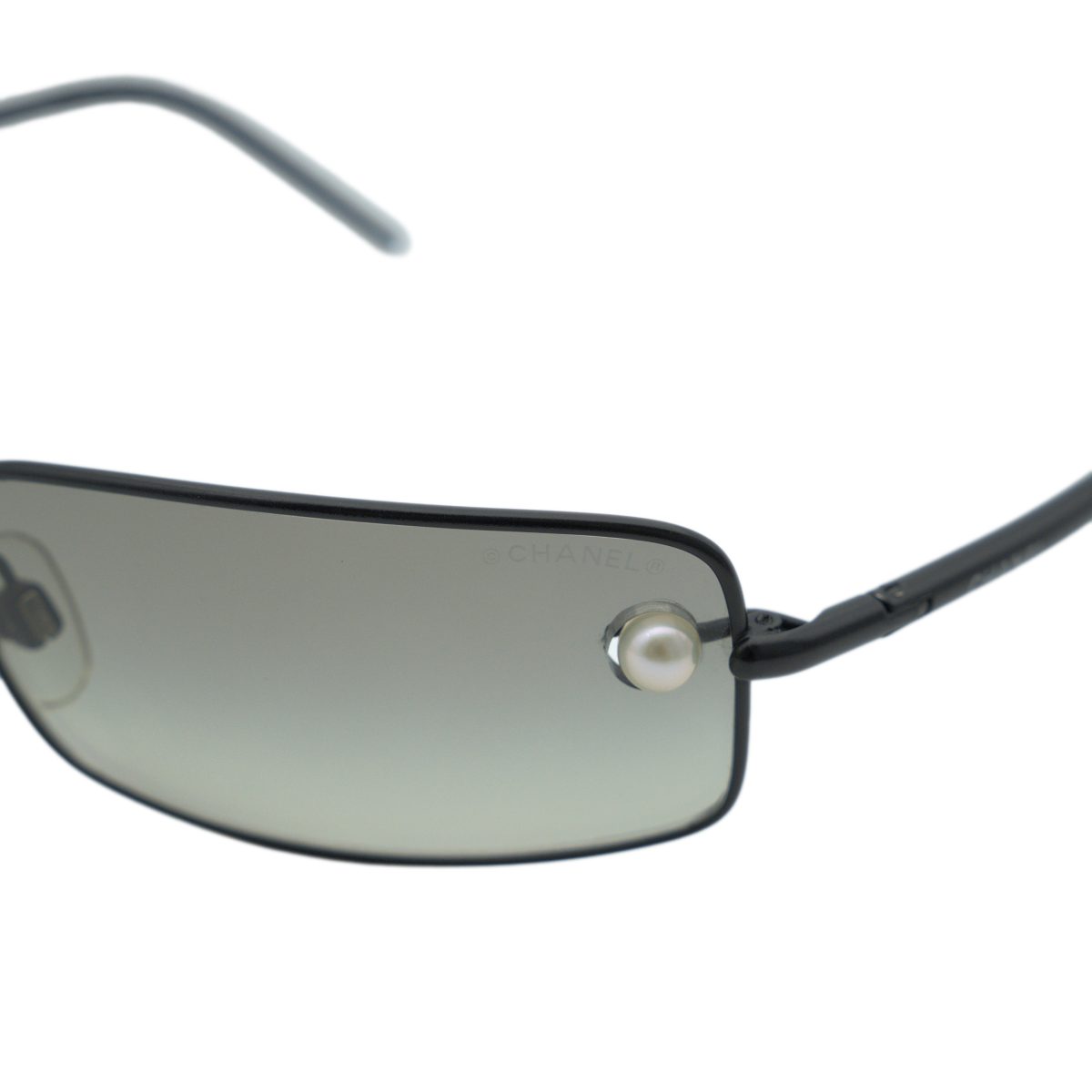 Vintage Chanel 4075 Black Pearl Rectangular Y2K Sunglasses — photo 9