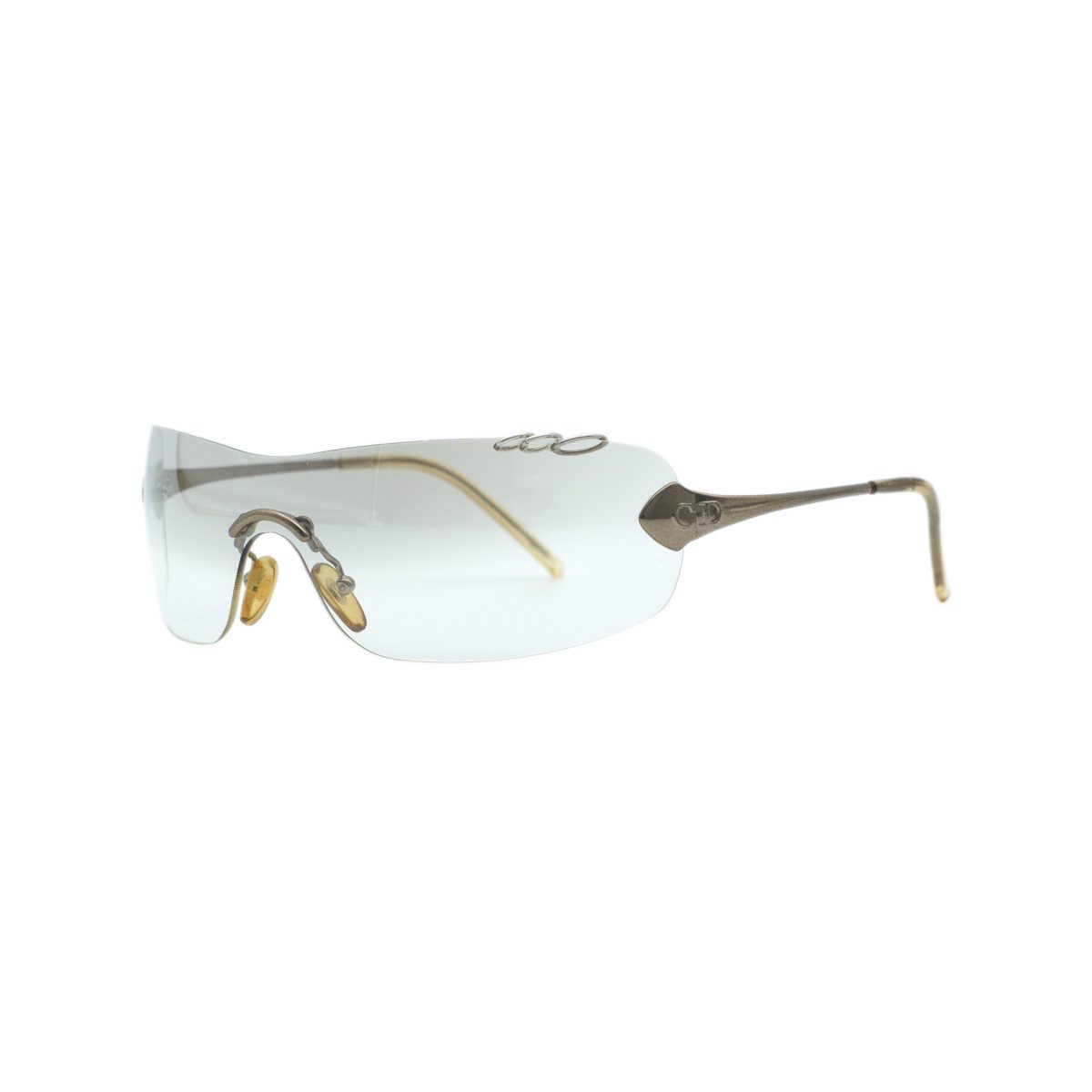 Vintage Dior Piercing Silver Rimless Y2K Shield Sunglasses