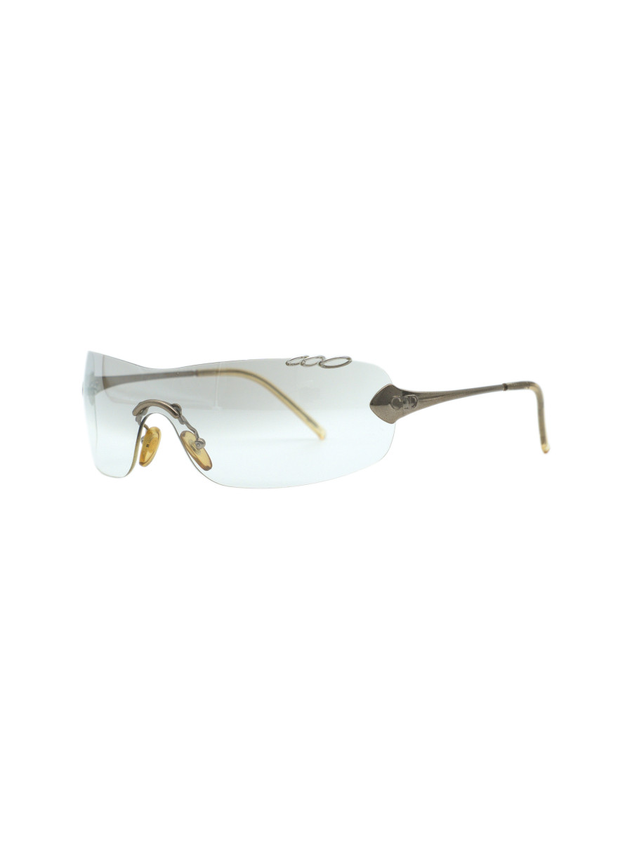 Vintage Dior Piercing Silver Rimless Y2K Shield Sunglasses