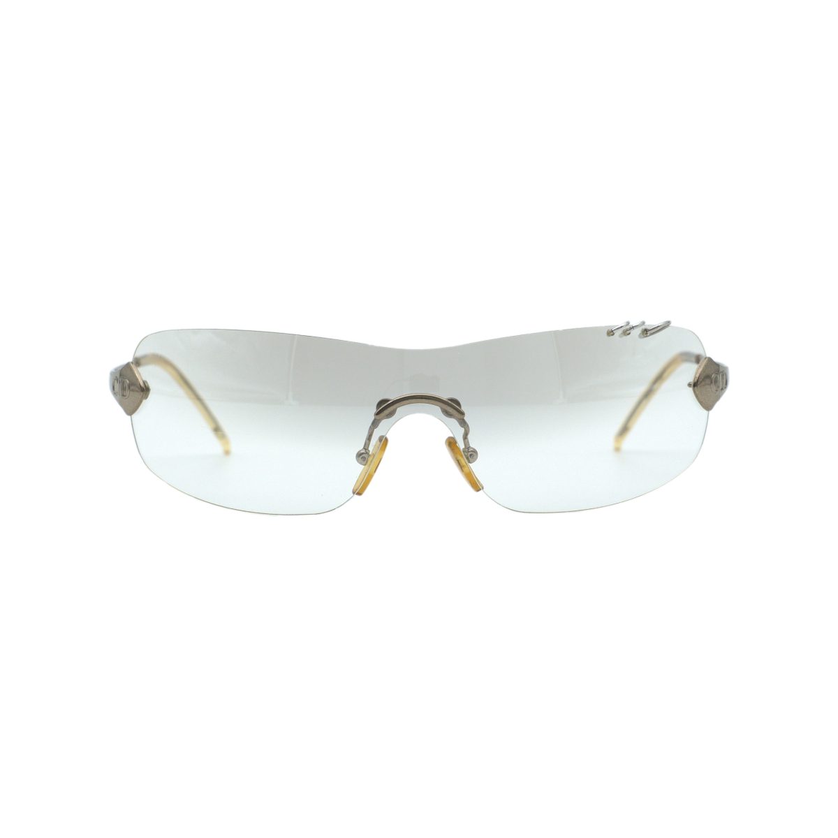 Vintage Dior Piercing Silver Rimless Y2K Shield Sunglasses — photo 2