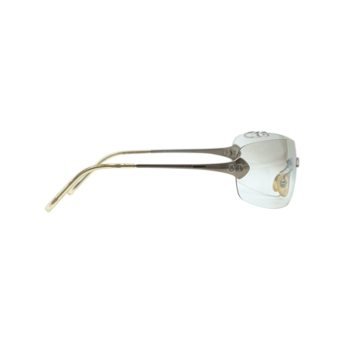 Vintage Dior Piercing Silver Rimless Y2K Shield Sunglasses — photo 3