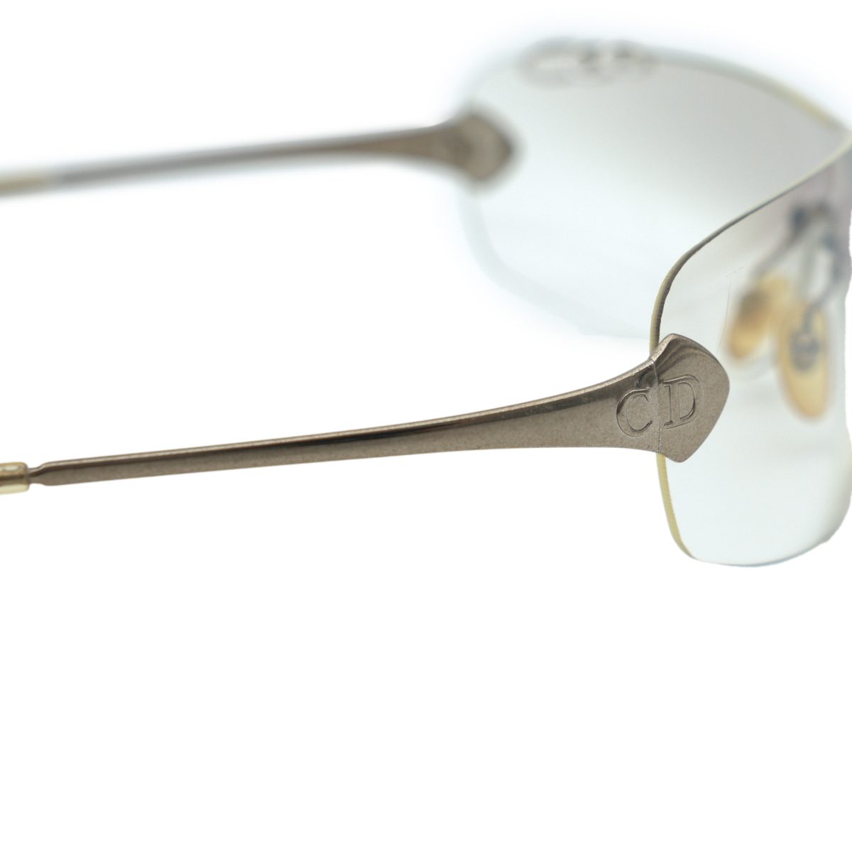 Vintage Dior Piercing Silver Rimless Y2K Shield Sunglasses — photo 4