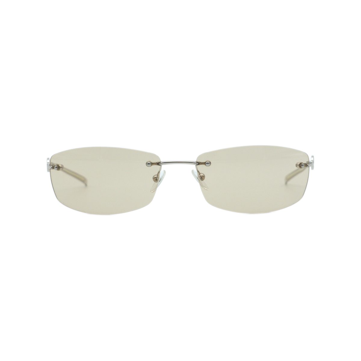 Vintage Gucci GG 1775 Silver Brown Rimless Y2K Sunglasses — photo 2