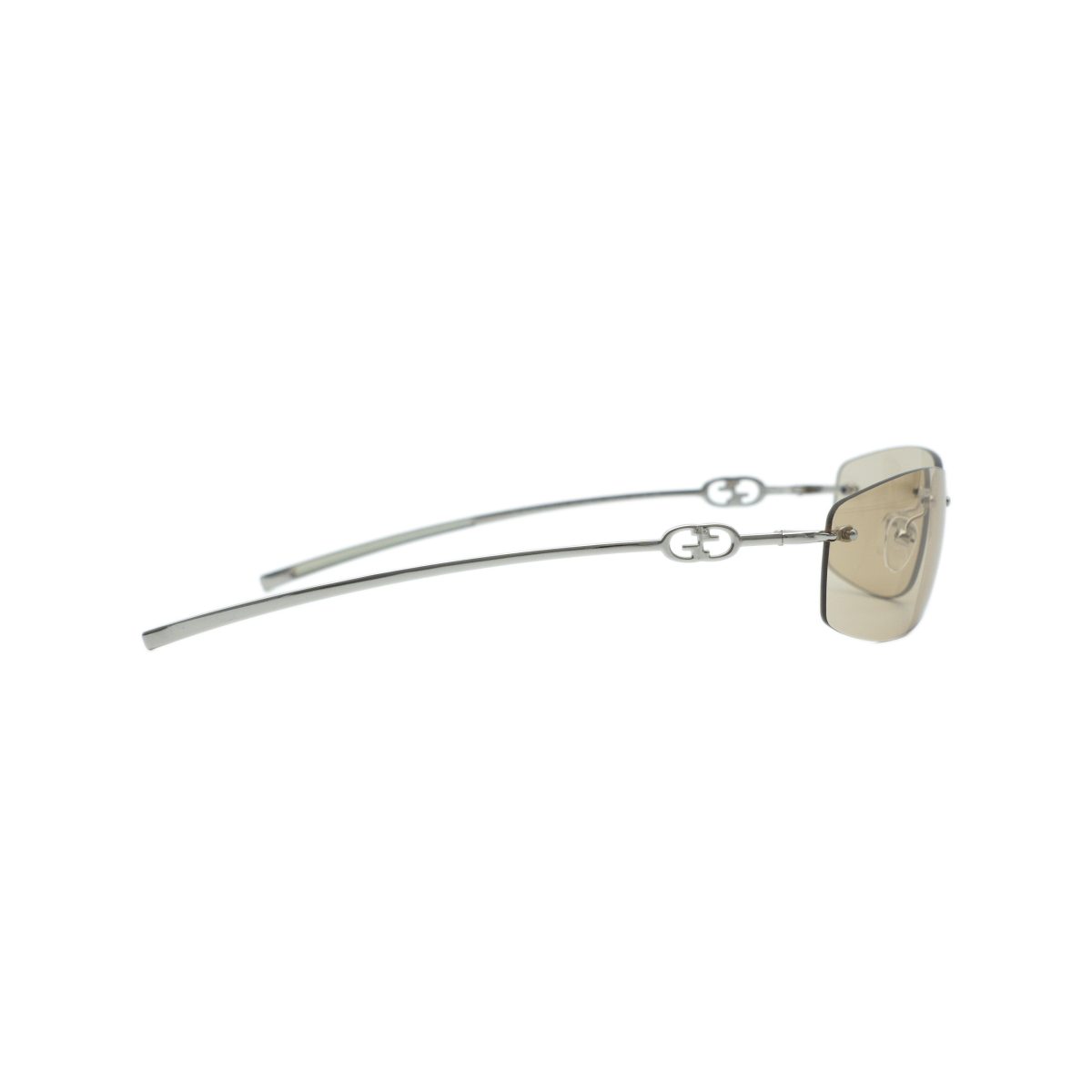 Vintage Gucci GG 1775 Silver Brown Rimless Y2K Sunglasses — photo 3