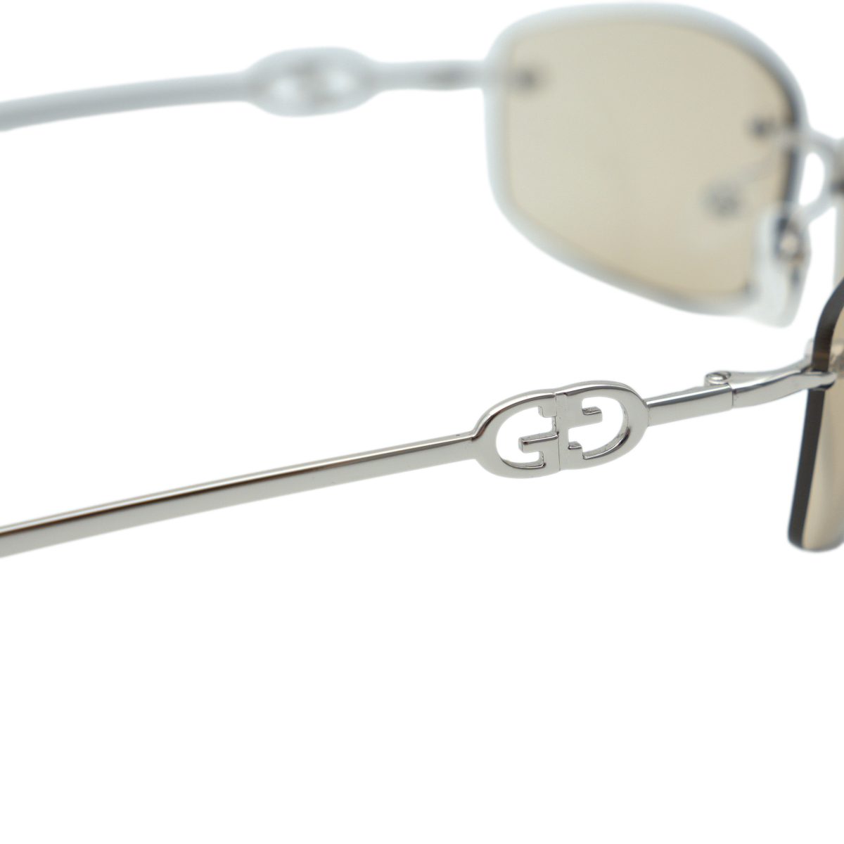 Vintage Gucci GG 1775 Silver Brown Rimless Y2K Sunglasses — photo 4