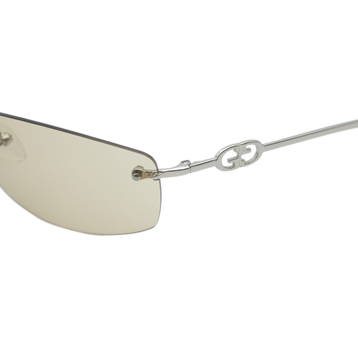 Vintage Gucci GG 1775 Silver Brown Rimless Y2K Sunglasses — photo 5