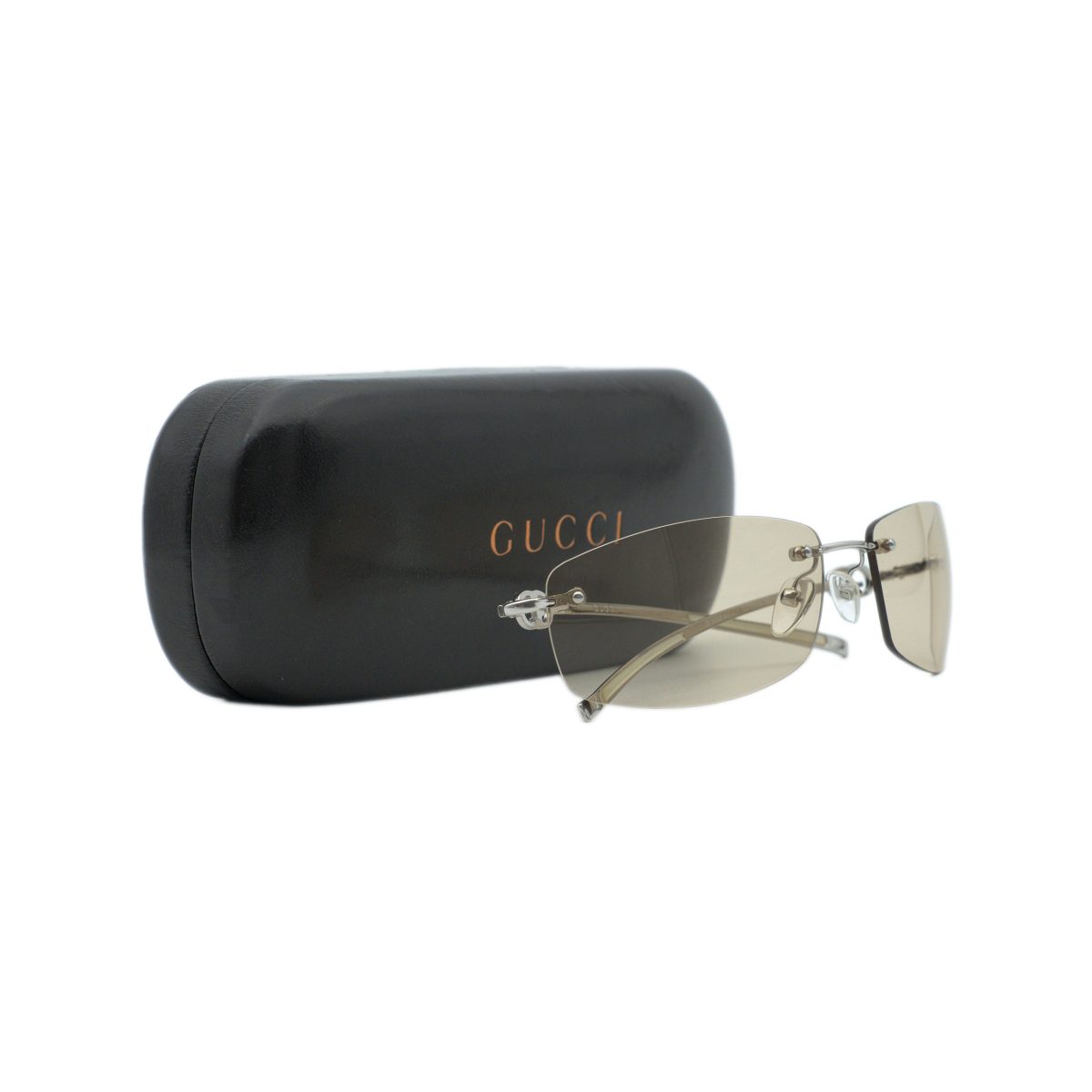 Vintage Gucci GG 1775 Silver Brown Rimless Y2K Sunglasses — photo 8