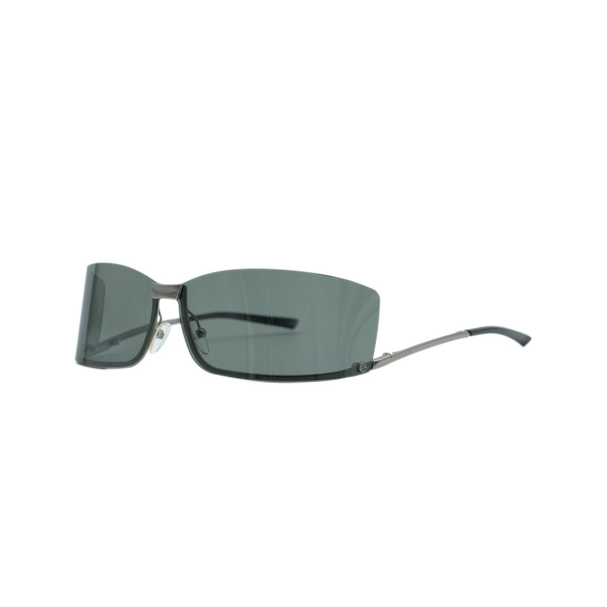 Vintage Gucci GG 1713 Gunmetal Rimless Shield Y2K Sunglasses