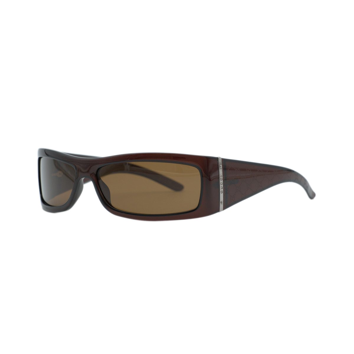 Vintage Gucci GG 1564 Brown Wraparound GG Logo Sunglasses