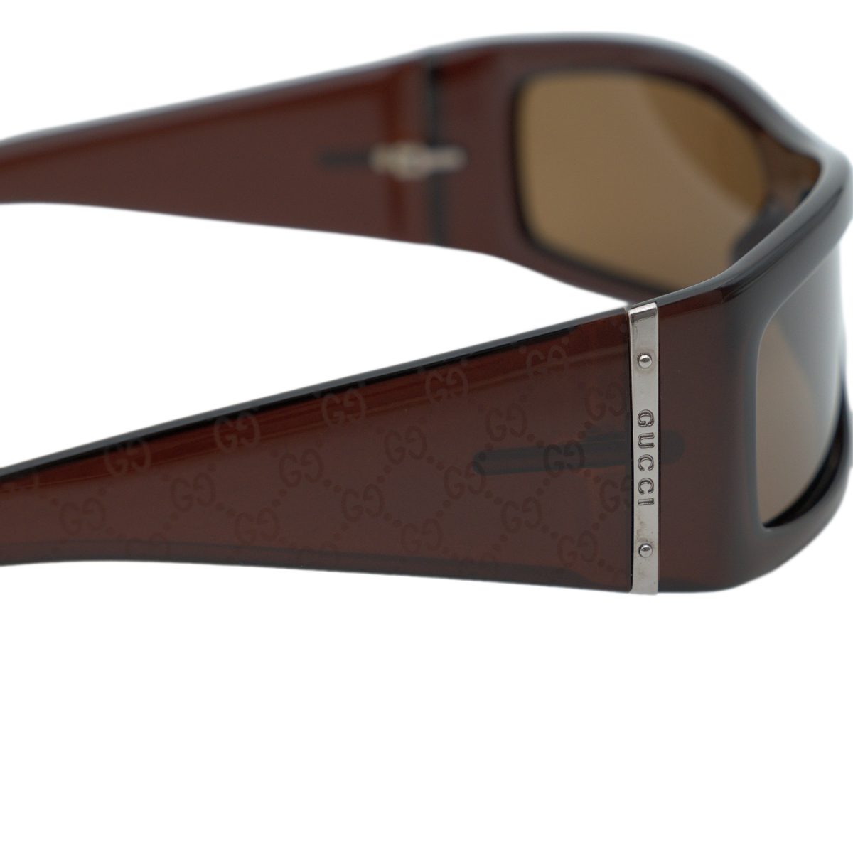 Vintage Gucci GG 1564 Brown Wraparound GG Logo Sunglasses — photo 4