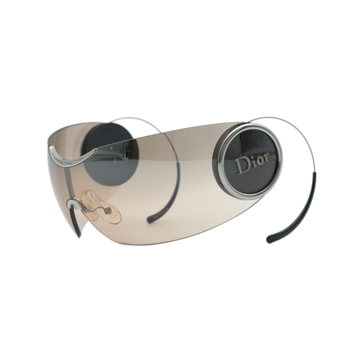 Vintage Dior Sport 3 Brown Rimless Shield Y2K Sunglasses